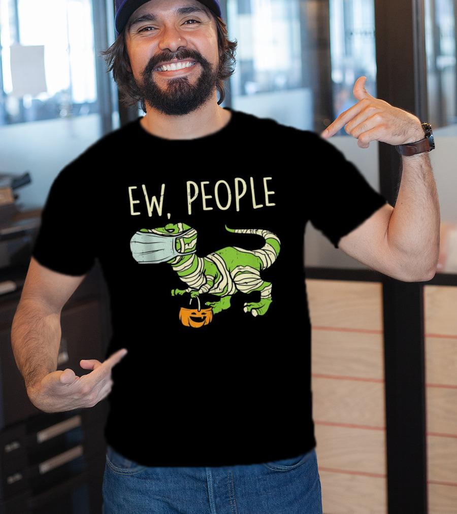 Ew People Halloween Dinosaur Mummy With Pumpkin T-Shirt