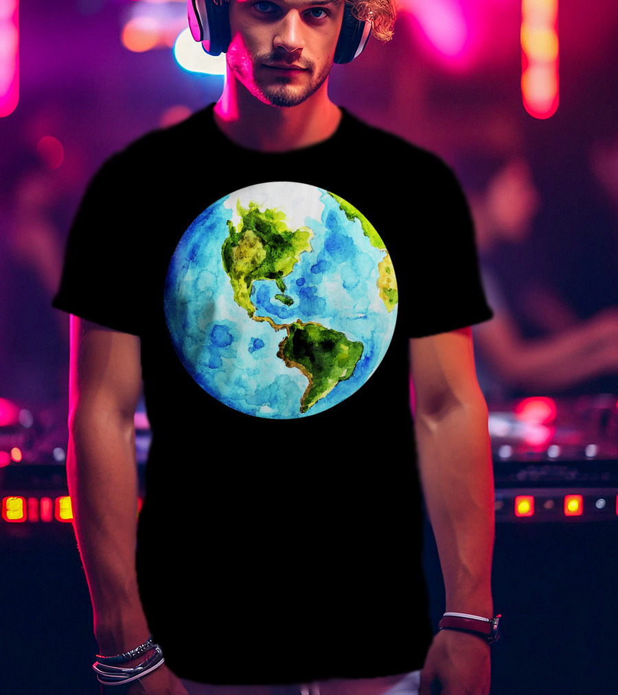 Earth Day Love Earth Watercolor Planet Earth T-Shirt