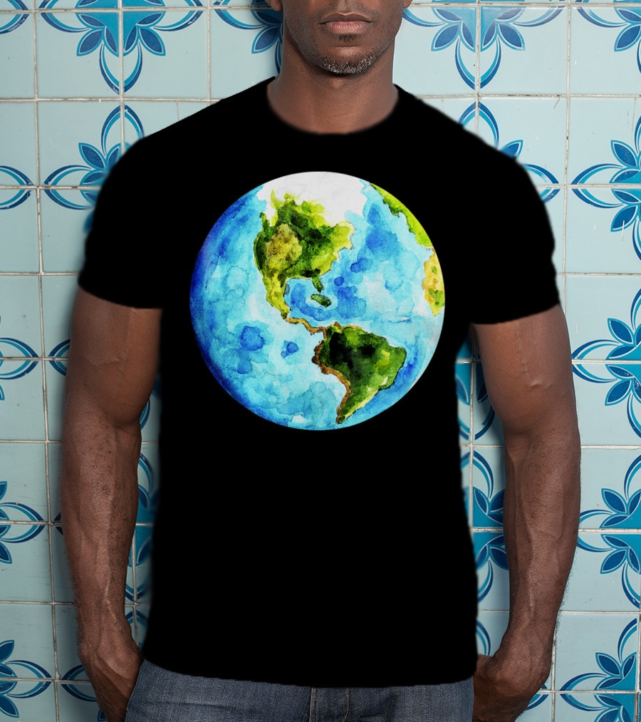 Earth Day Love Earth Watercolor Planet Earth T-Shirt