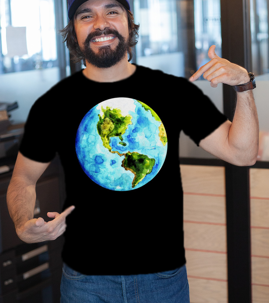 Earth Day Love Earth Watercolor Planet Earth T-Shirt