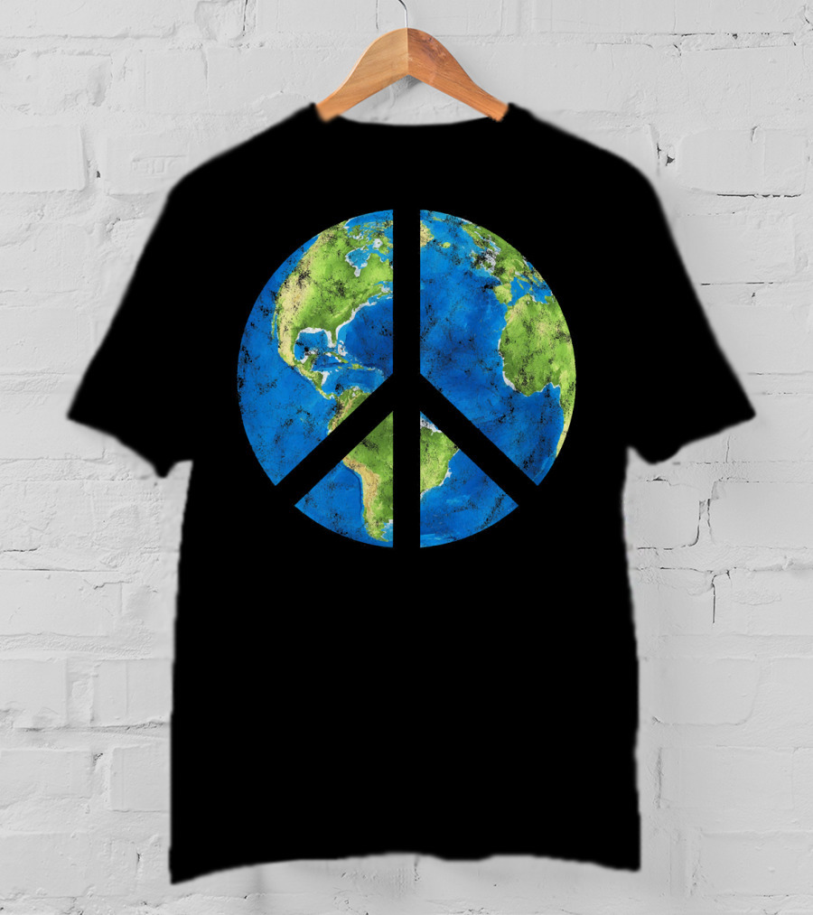Peace On Earth Globe Peace Sign T-Shirt
