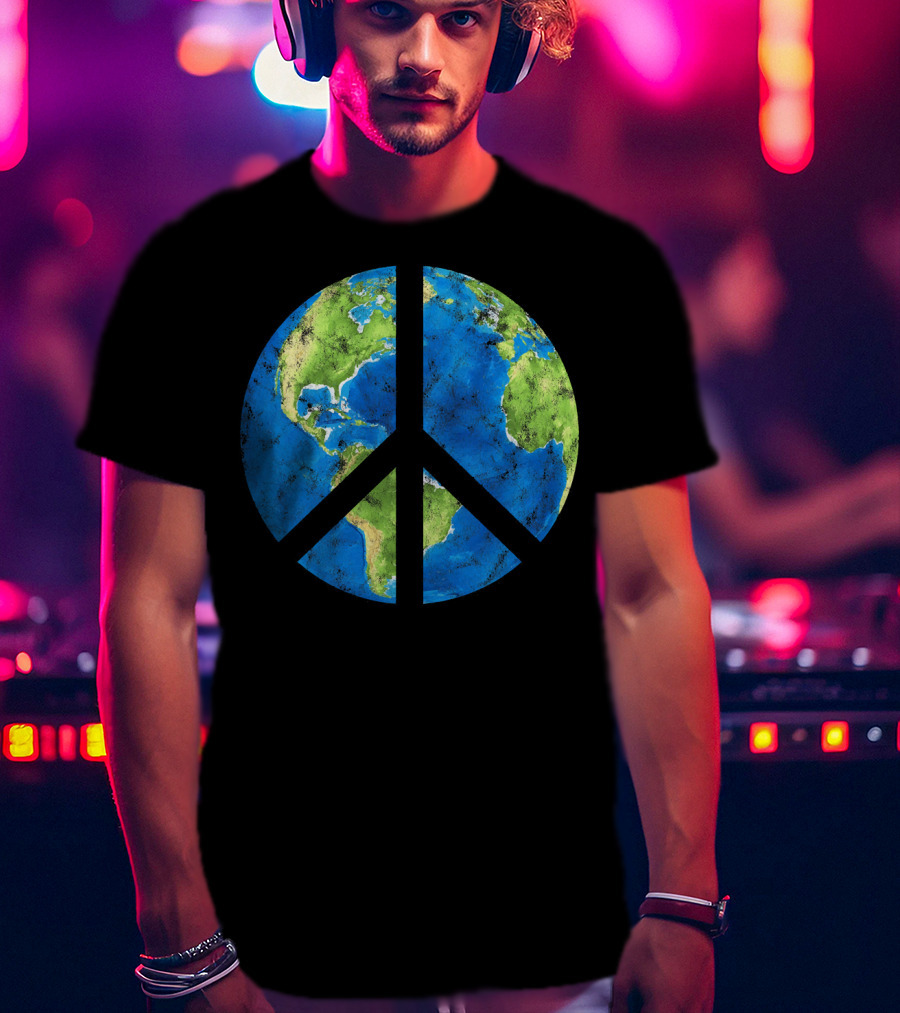 Peace On Earth Globe Peace Sign T-Shirt