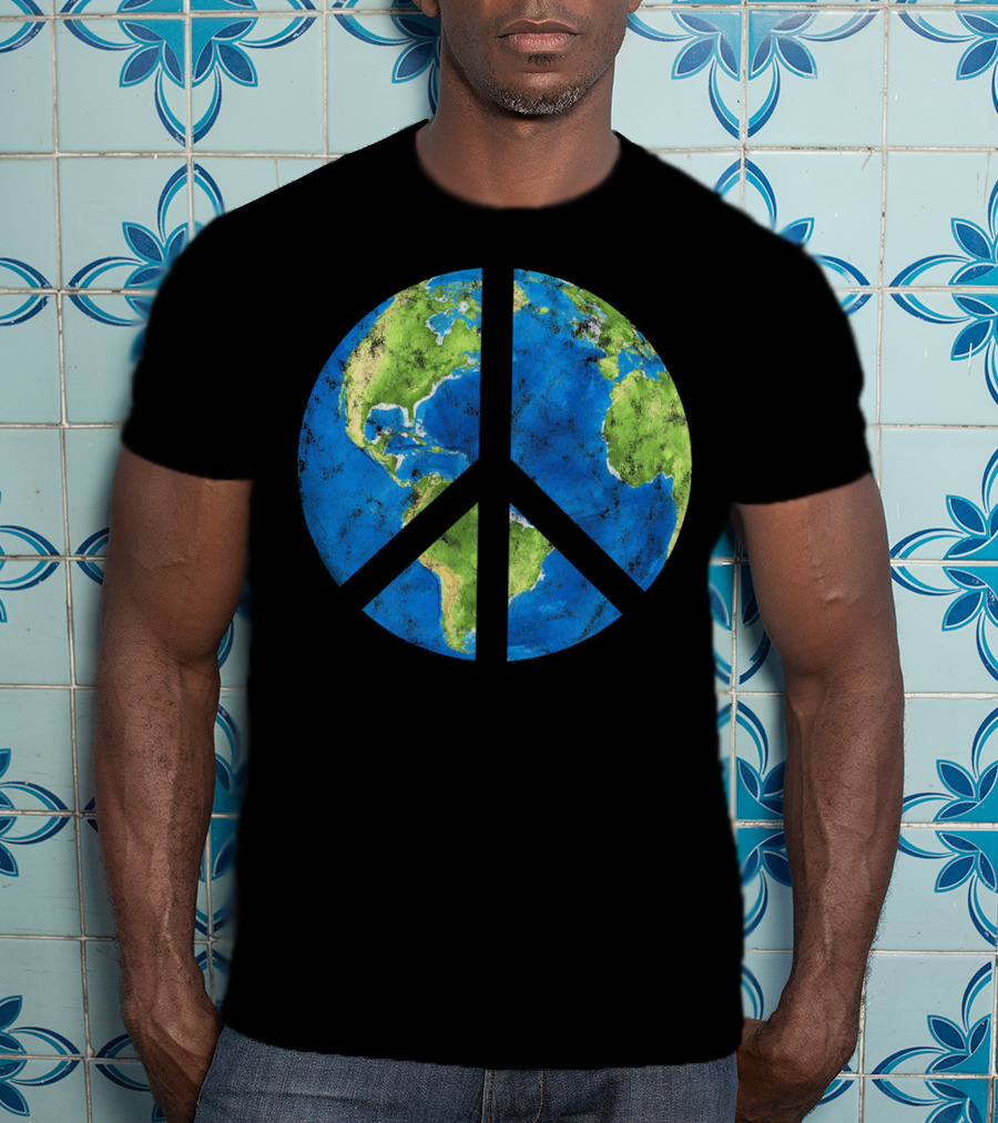 Peace On Earth Globe Peace Sign T-Shirt