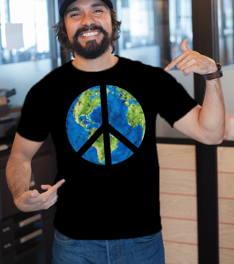 Peace On Earth Globe Peace Sign T-Shirt