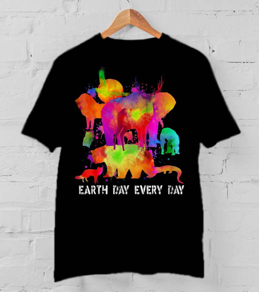 Earth Day Every Day Colorful Animal T-Shirt