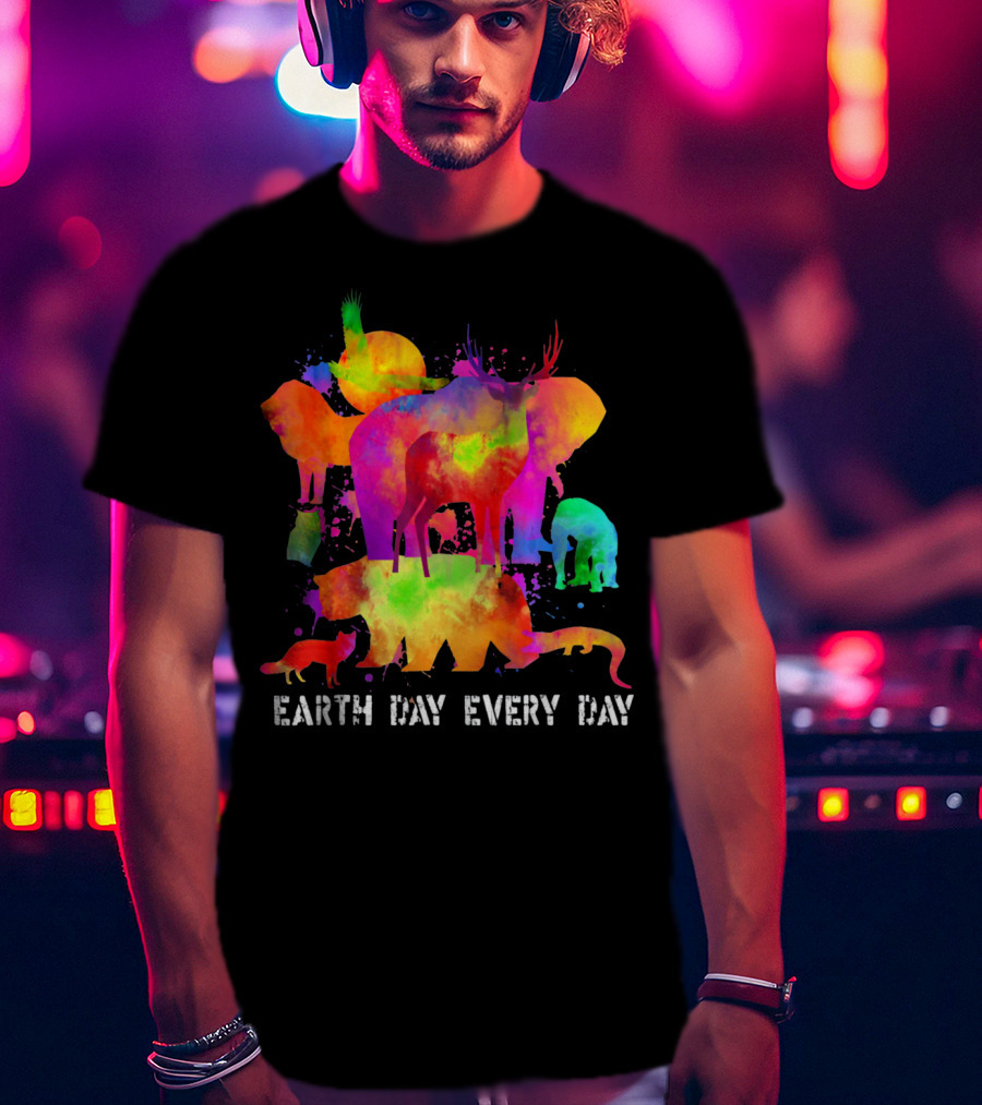 Earth Day Every Day Colorful Animal T-Shirt