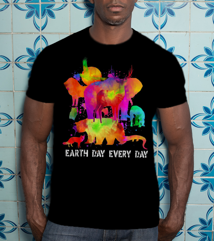 Earth Day Every Day Colorful Animal T-Shirt