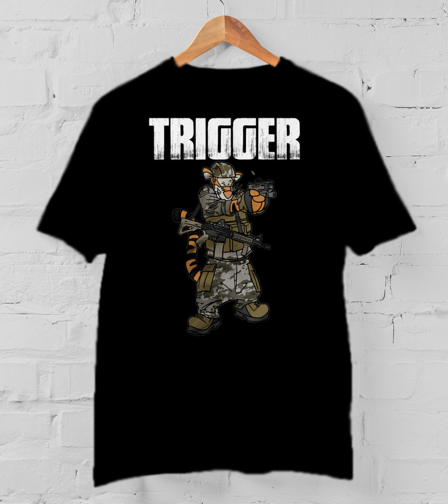 Tactical Trigger Tiger In Military Gear T-Shirt