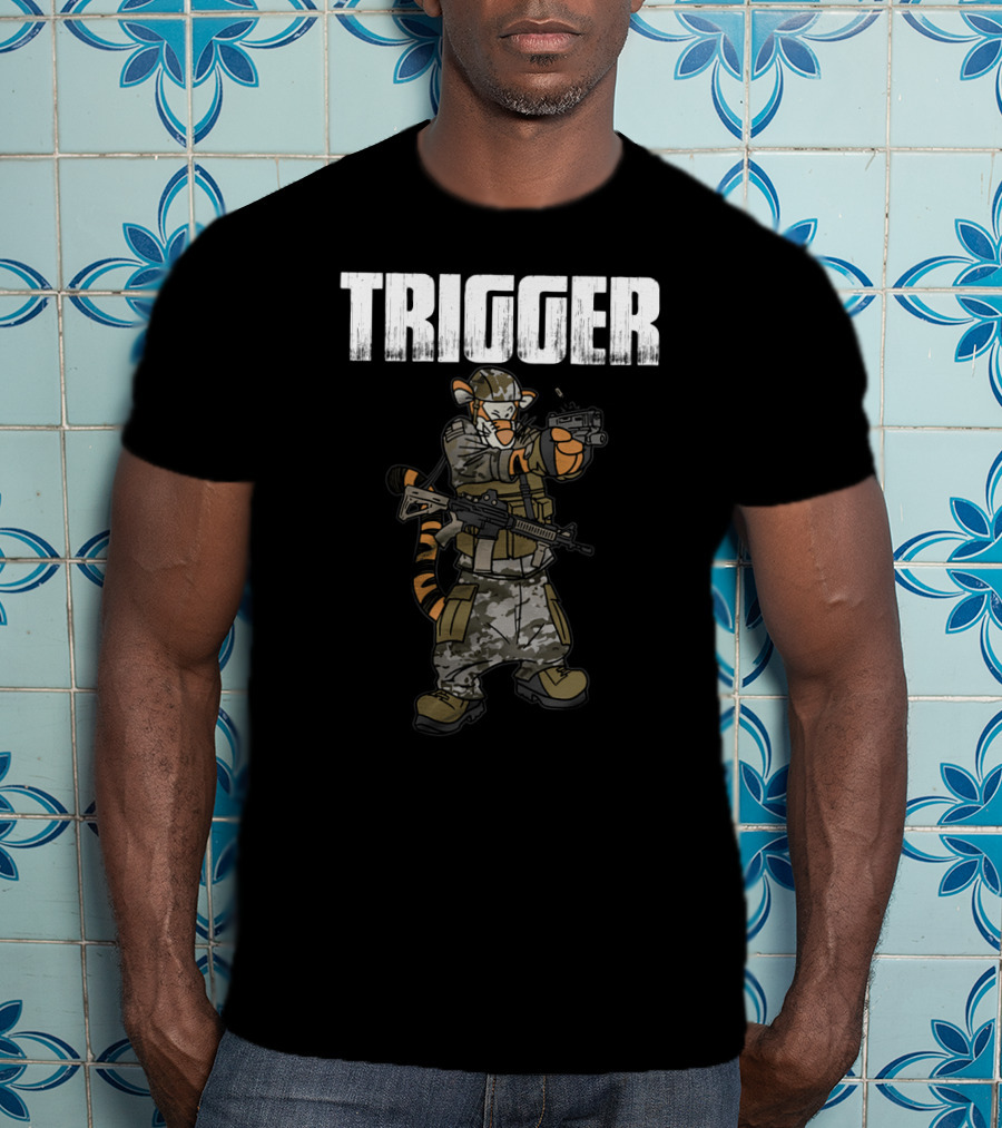 Tactical Trigger Tiger In Military Gear T-Shirt