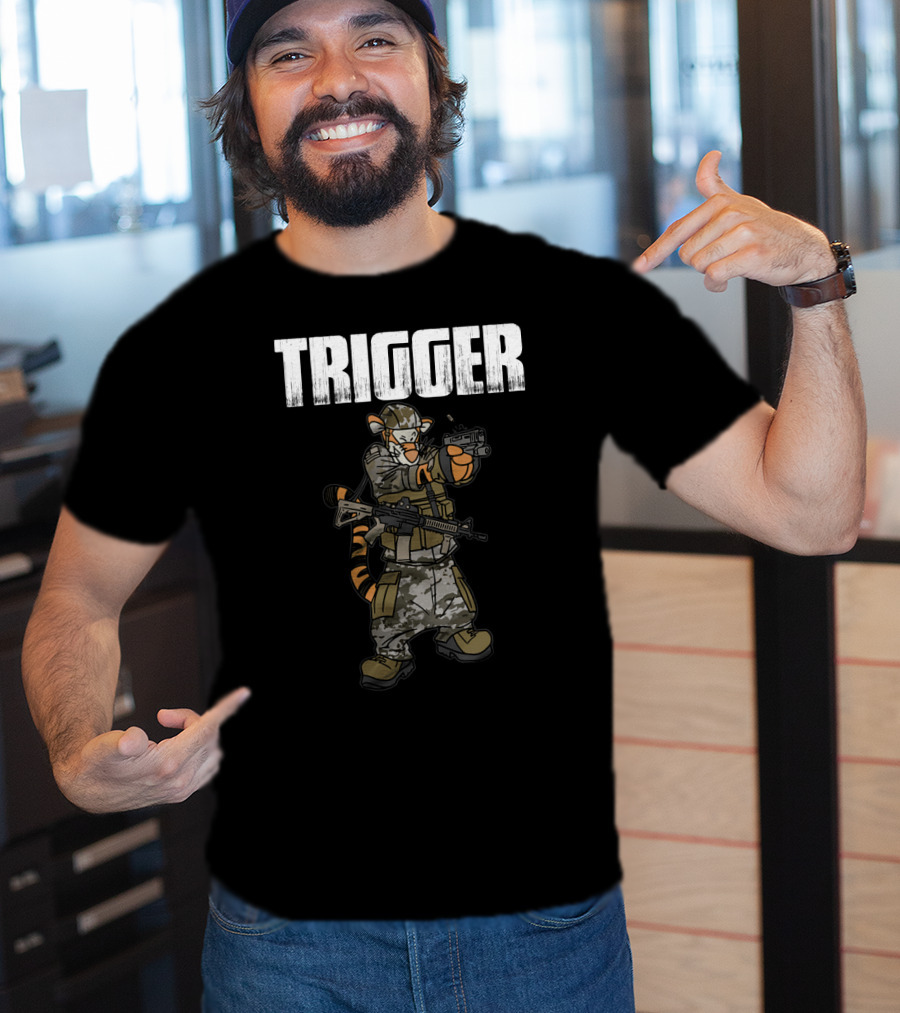 Tactical Trigger Tiger In Military Gear T-Shirt