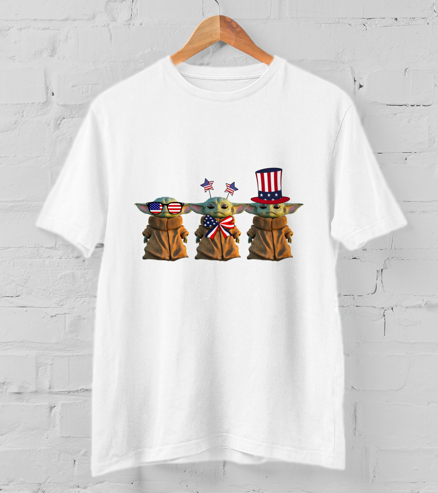 3 Baby Yoda American Patriotic T-Shirt