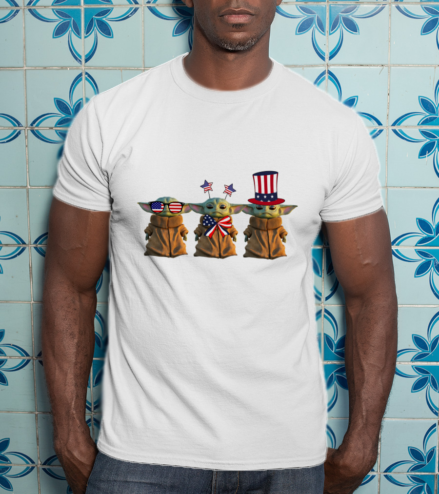 3 Baby Yoda American Patriotic T-Shirt