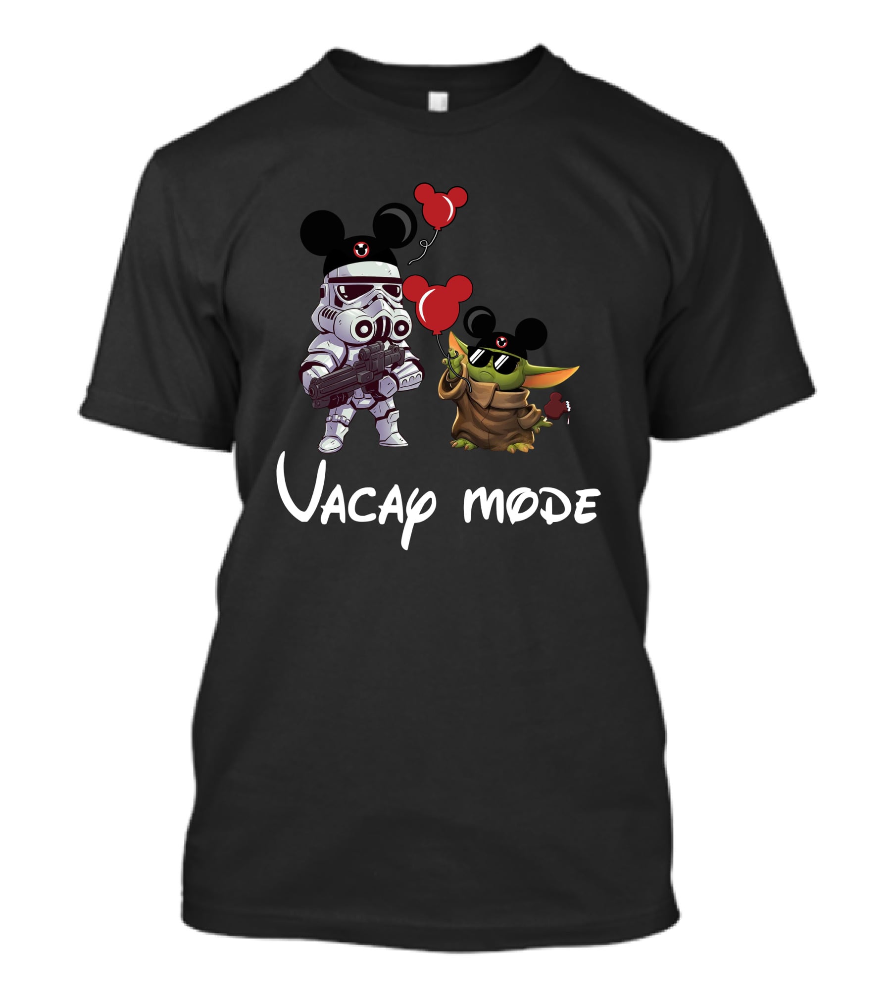 Star Wars Baby Yoda Vacay Mode Stormtrooper Mickey Ears Balloons T-Shirt