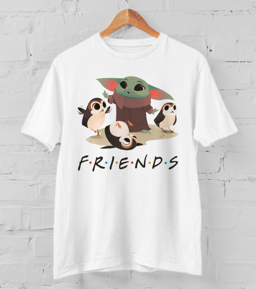 Friends Baby Yoda And Bird Friends T-Shirt