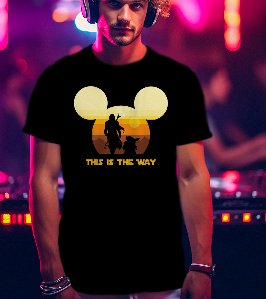 Mickey Star Wars Sunset This Is The Way Mandalorian T-Shirt