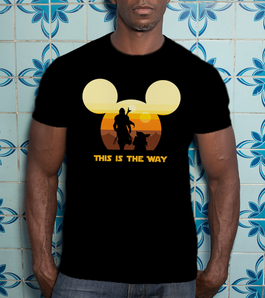 Mickey Star Wars Sunset This Is The Way Mandalorian T-Shirt