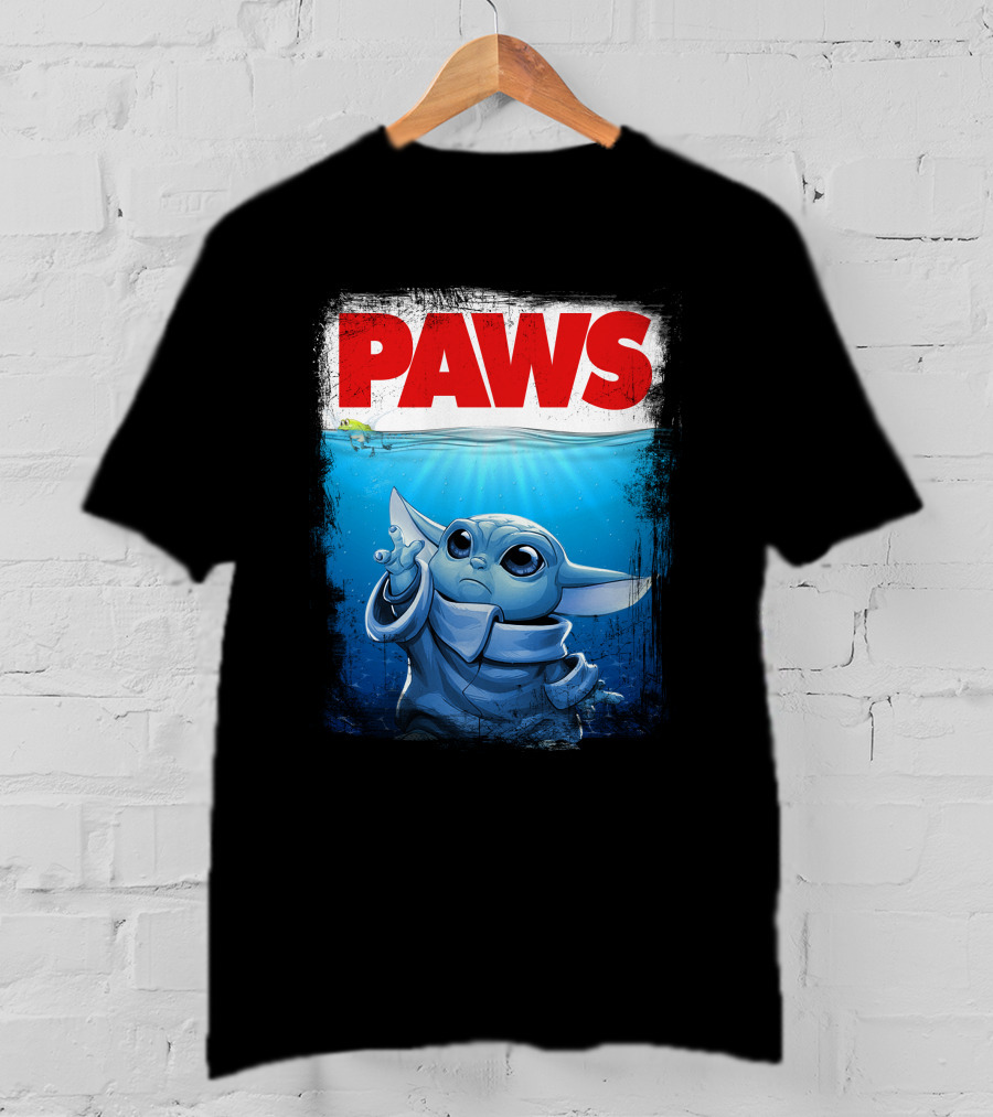 PAWS Yoda Parody Jaws Style Baby Yoda T-Shirt