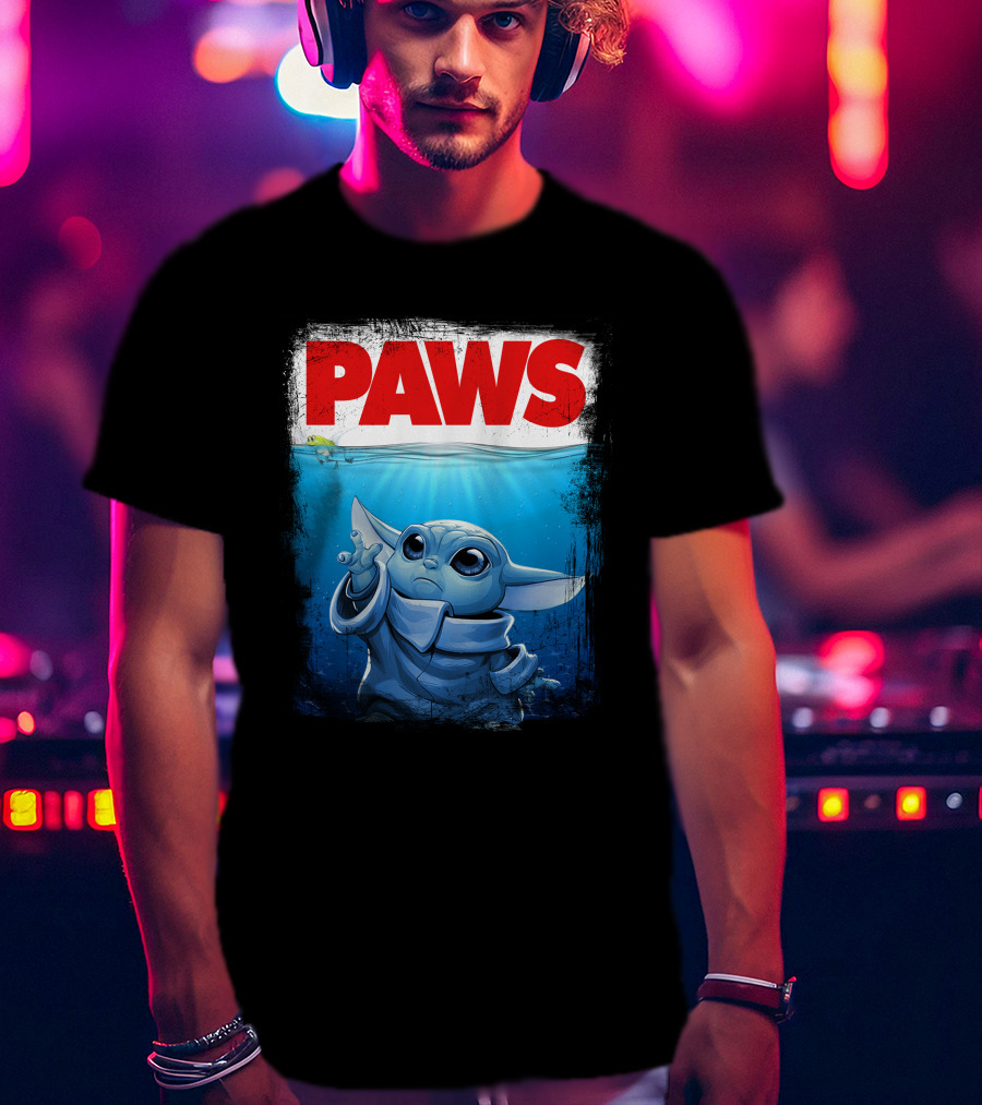 PAWS Yoda Parody Jaws Style Baby Yoda T-Shirt