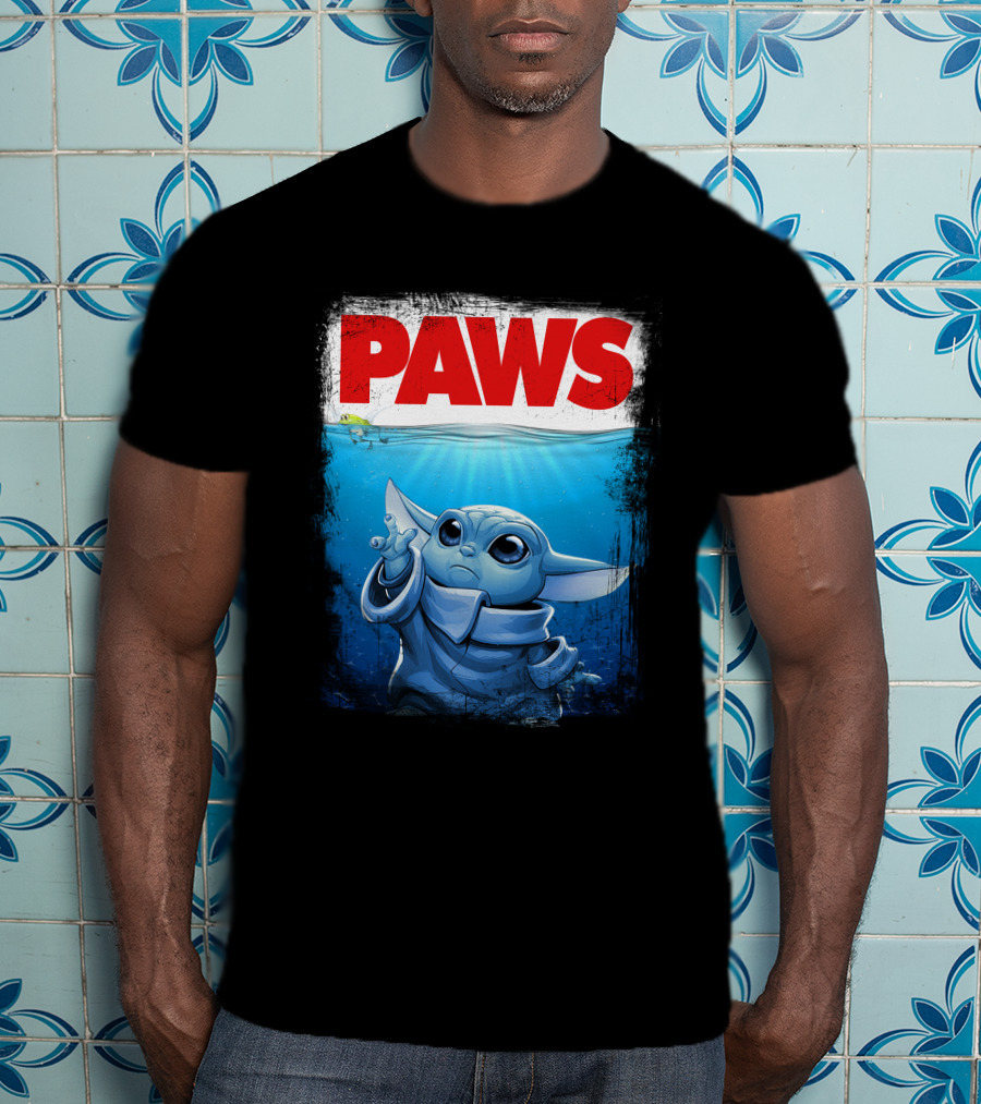 PAWS Yoda Parody Jaws Style Baby Yoda T-Shirt