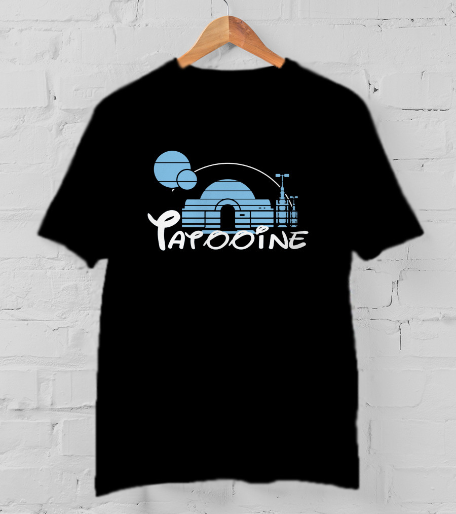 Tatooine Desert Landscape With Twin Moons And Building Outline T-Shirt