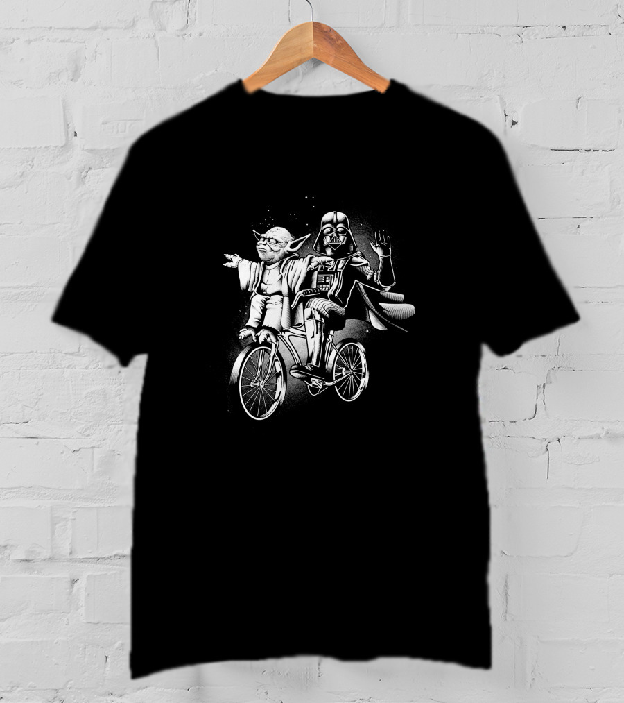 Yoda Darth Vader Riding Bicycle T-Shirt