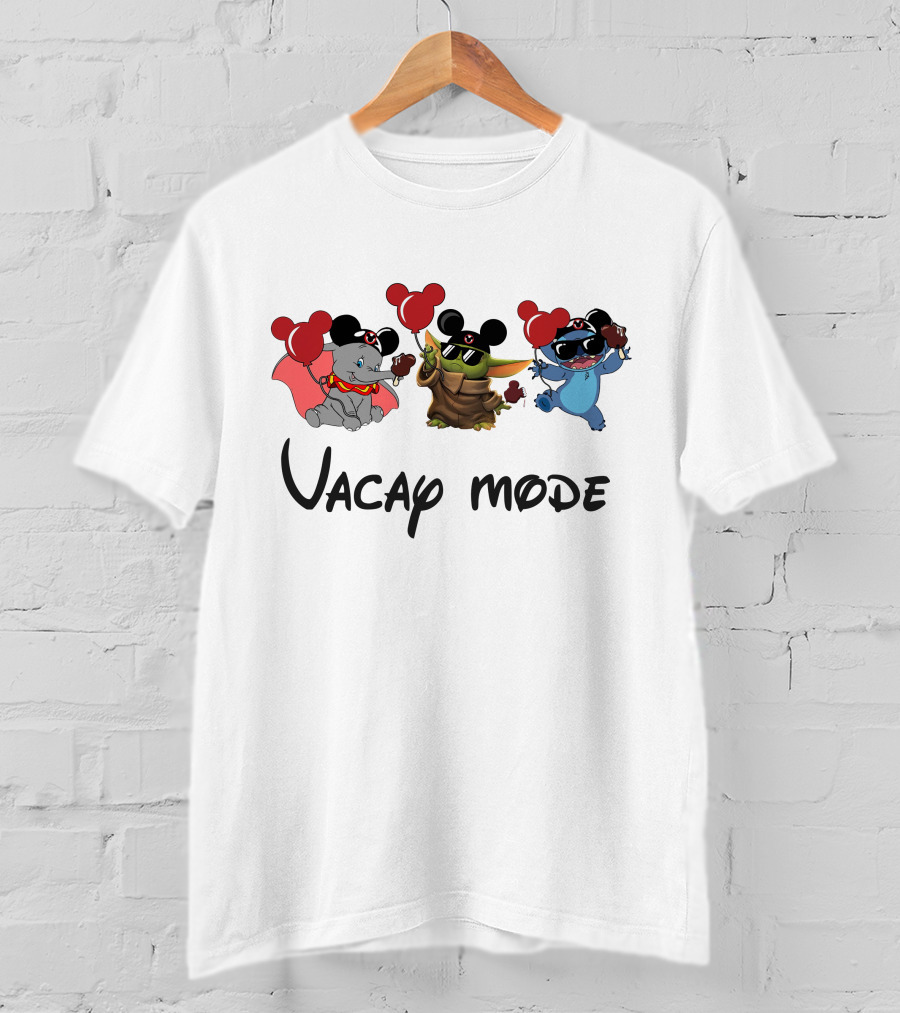 Yoda Stitch Dumbo Mickey Ears Vacay Mode Balloons T-Shirt