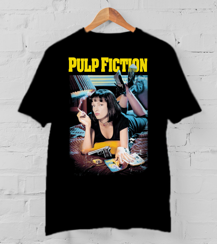 Pulp Fiction Mia Wallace Smoking Gun And Magazine T-Shirt