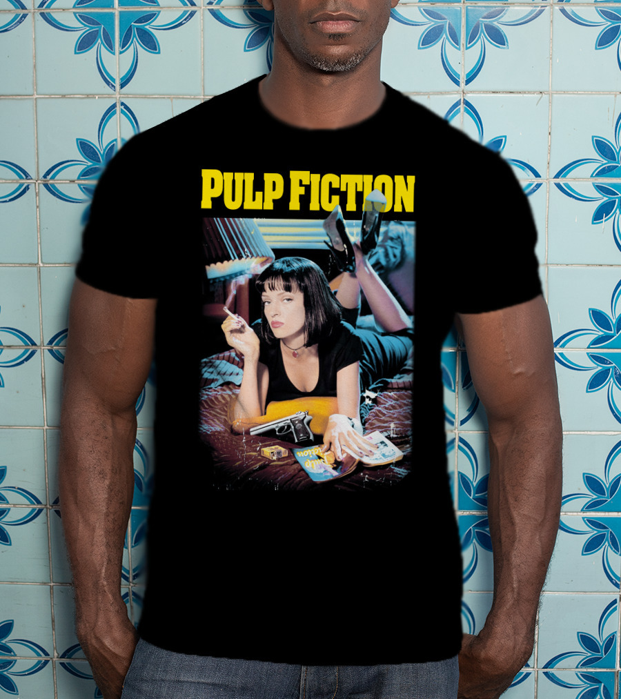 Pulp Fiction Mia Wallace Smoking Gun And Magazine T-Shirt