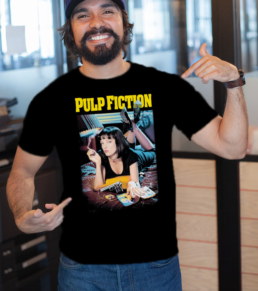 Pulp Fiction Mia Wallace Smoking Gun And Magazine T-Shirt
