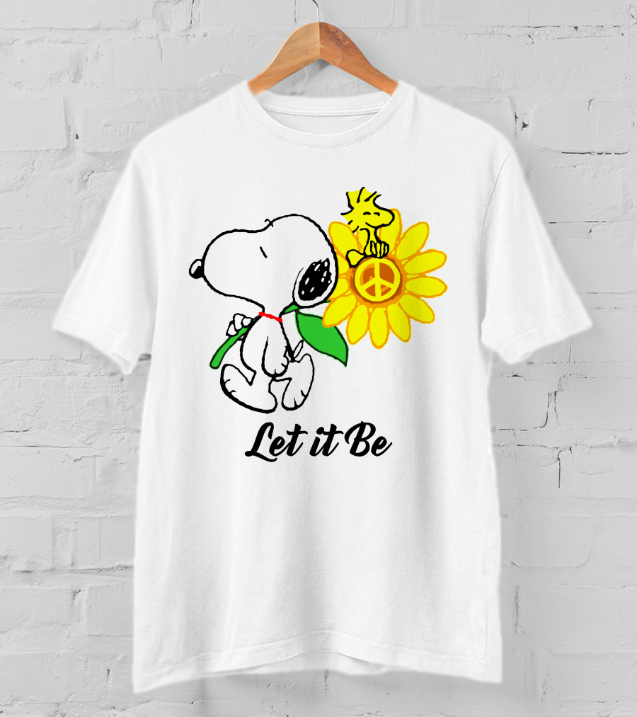 Let It Be Snoopy Woodstock Sunflower Peace T-Shirt