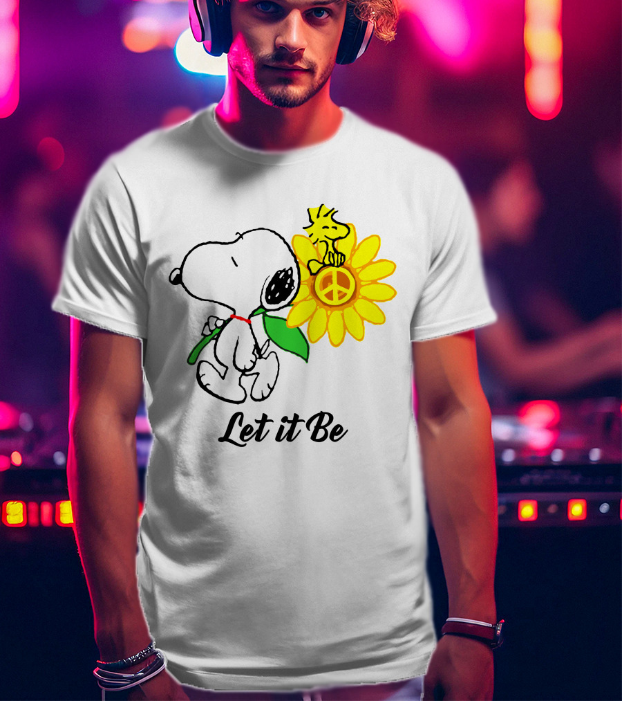 Let It Be Snoopy Woodstock Sunflower Peace T-Shirt