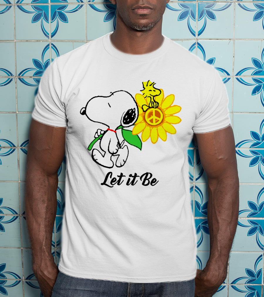Let It Be Snoopy Woodstock Sunflower Peace T-Shirt