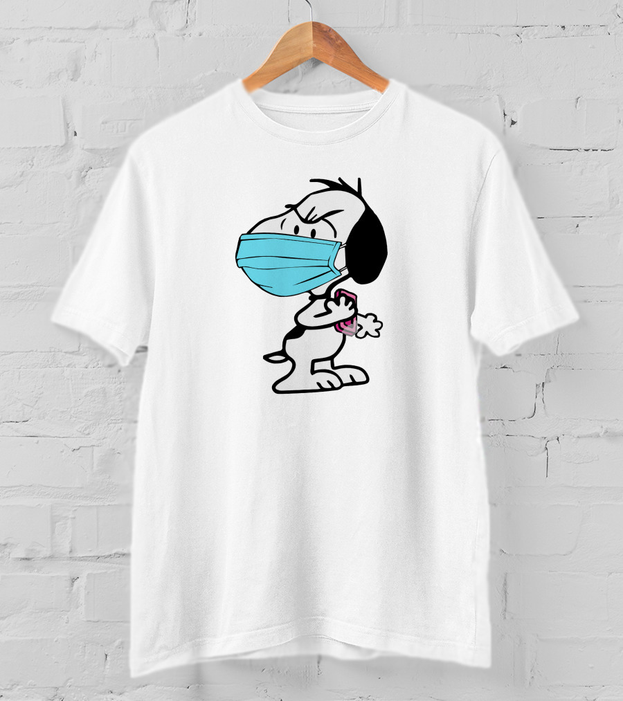 Snoopy Wearing Mask Washing Hands Hygiene Reminder T-Shirt