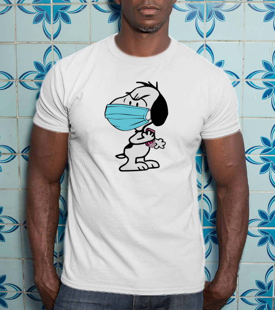 Snoopy Wearing Mask Washing Hands Hygiene Reminder T-Shirt