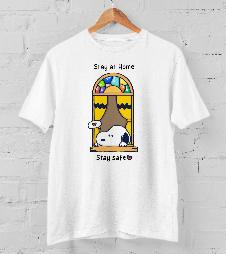 Stay At Home Stay Safe Peanuts Snoopy Window T-Shirt