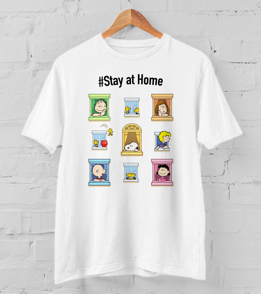 Stay At Home Peanuts Characters In Windows ​​ T-Shirt
