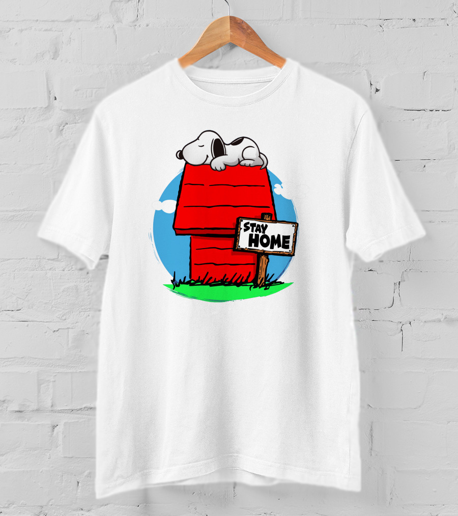 Stay Home Snoopy Doghouse Relaxation T-Shirt