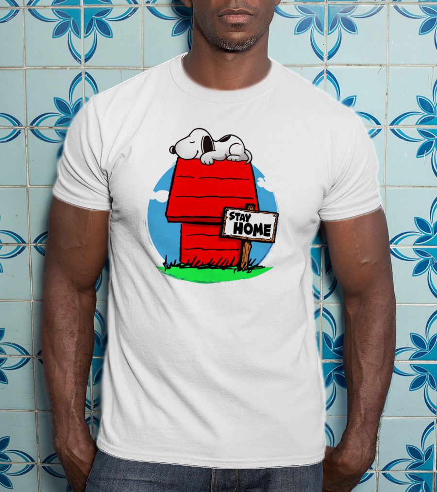 Stay Home Snoopy Doghouse Relaxation T-Shirt