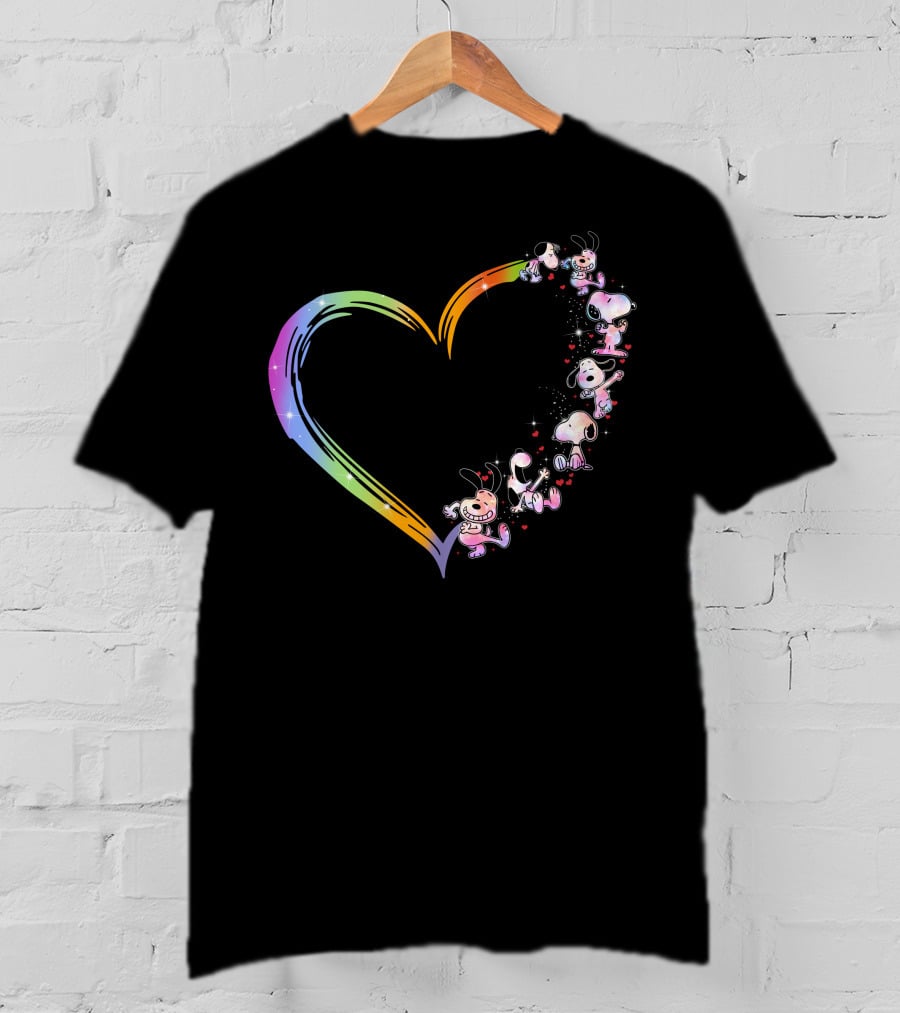 PN Heart Rainbow Cartoon Characters T-Shirt