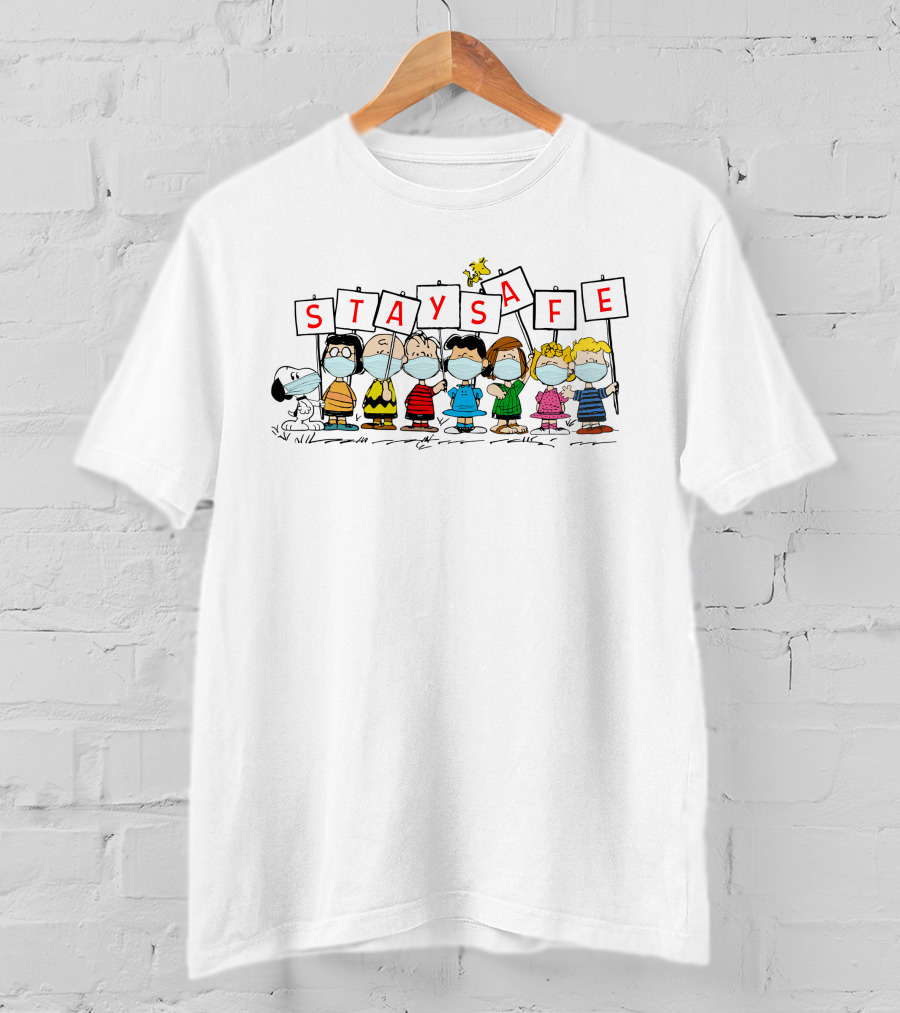 Stay Safe Peanuts Characters With Masks T-Shirt