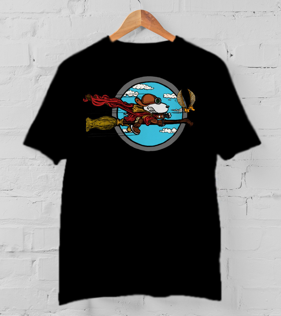 Skyward Wizard Flying Ace With Golden Snitch Chase T-Shirt