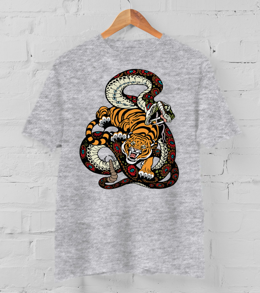 Tiger And Snake Fierce Battle T-Shirt