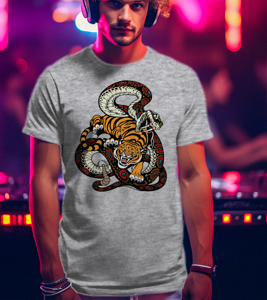 Tiger And Snake Fierce Battle T-Shirt