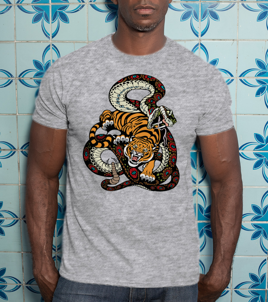 Tiger And Snake Fierce Battle T-Shirt