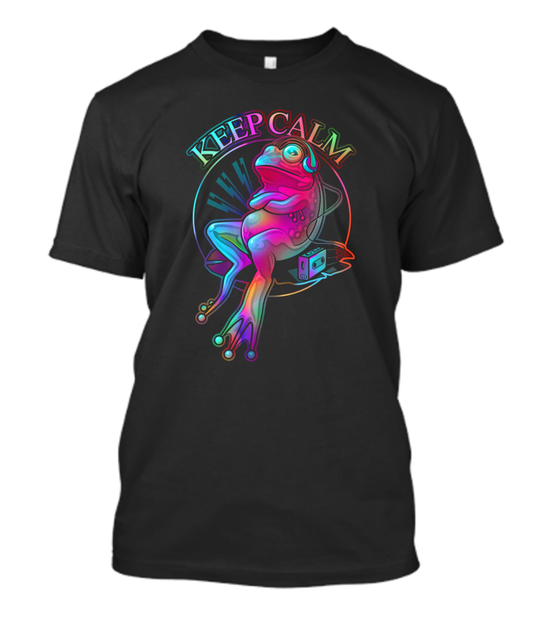 KEEP CALM Frog With Headphones And Retro Boombox Vibes T-Shirt