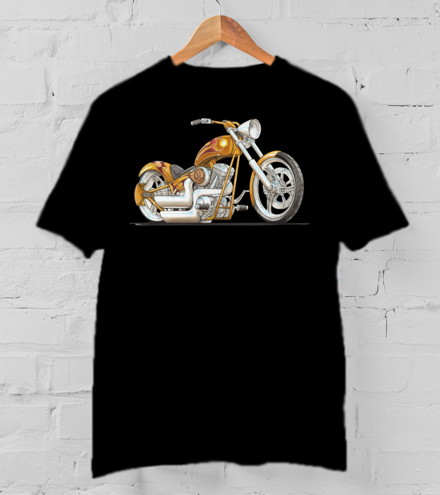 Best Motorcycle Custom Chopper Fiery Chrome T-Shirt