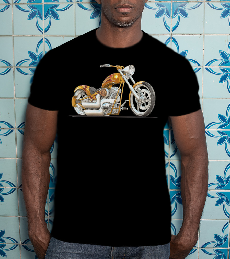 Best Motorcycle Custom Chopper Fiery Chrome T-Shirt