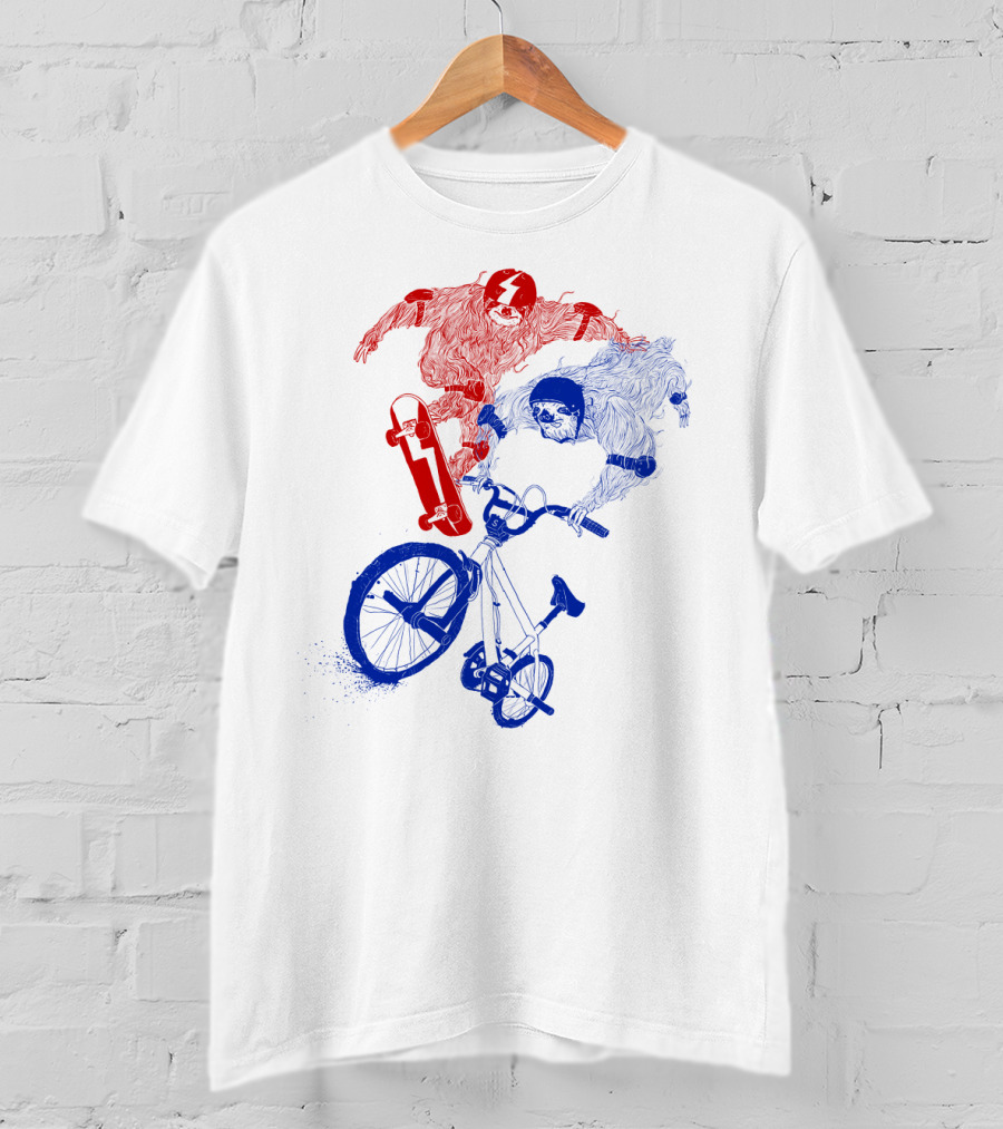 Sloth Air Extreme Skateboarding And BMX Action T-Shirt