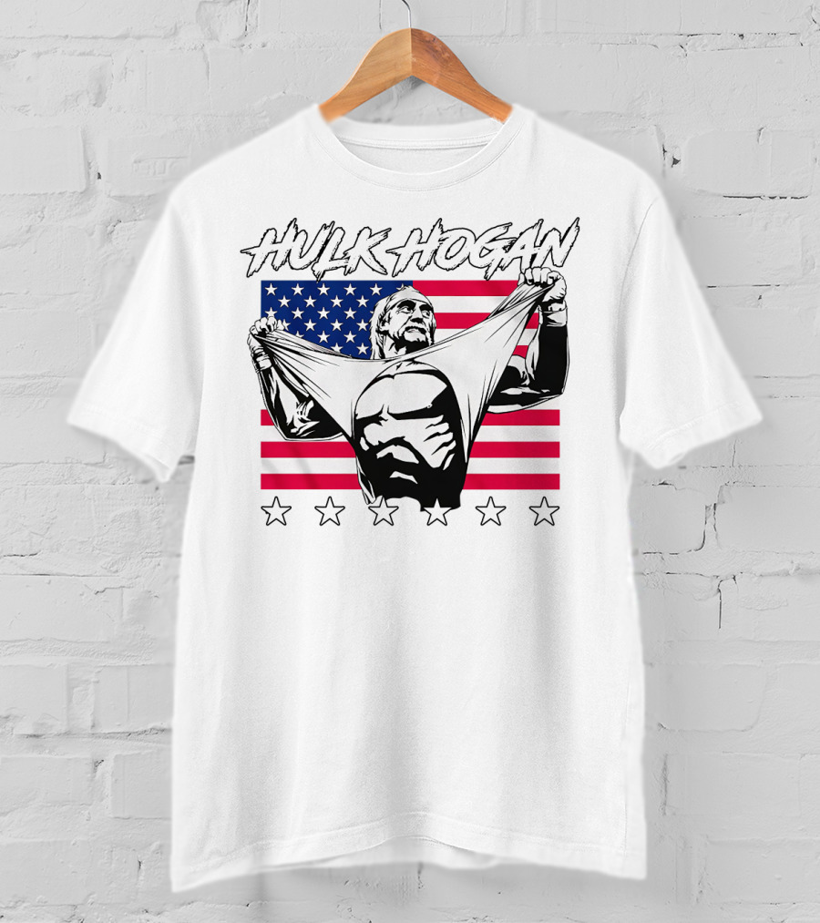 Hulk Hogan American Flag Stars Iconic Pose T-Shirt