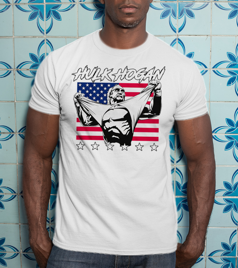 Hulk Hogan American Flag Stars Iconic Pose T-Shirt